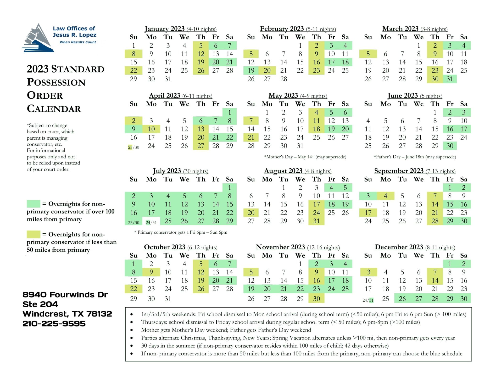 Printable 2023 Texas Expanded Standard Schedule Calendar
